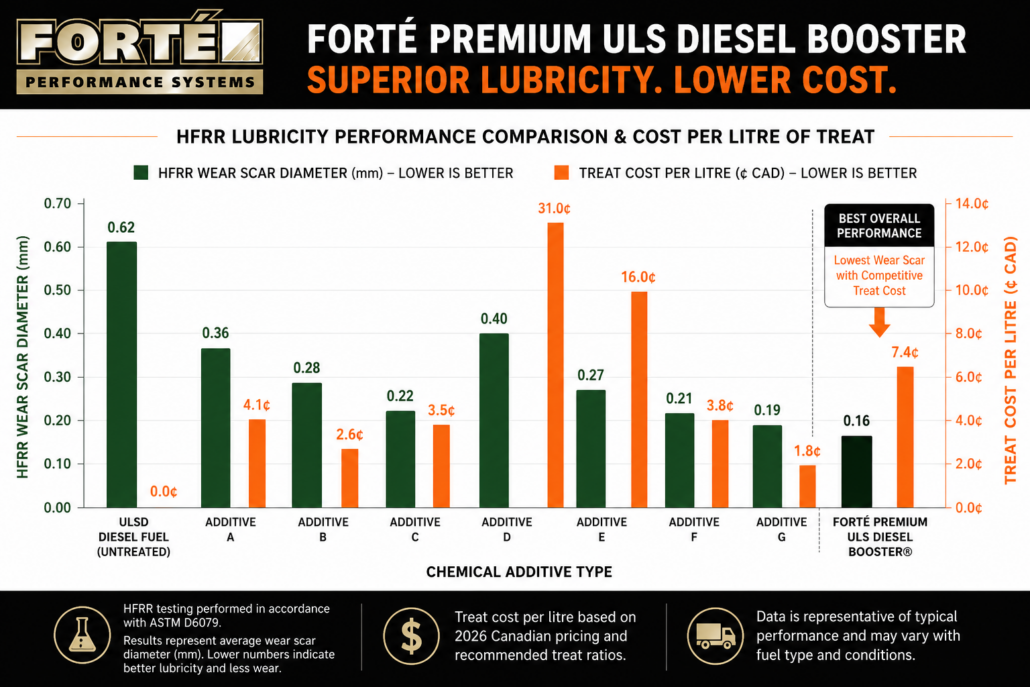 HFRR Lubricity Performance Comparison and Treat Cost Per Litre
